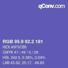 カラーコード: RGB 95.9 92.2 181 | qconv.com