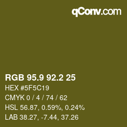 Color code: RGB 95.9 92.2 25 | qconv.com