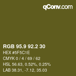 Color code: RGB 95.9 92.2 30 | qconv.com