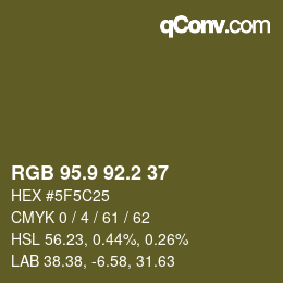 Color code: RGB 95.9 92.2 37 | qconv.com