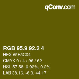カラーコード: RGB 95.9 92.2 4 | qconv.com