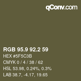 Color code: RGB 95.9 92.2 59 | qconv.com