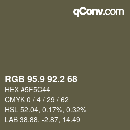 Color code: RGB 95.9 92.2 68 | qconv.com