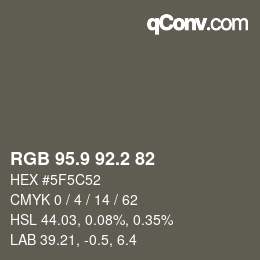 Color code: RGB 95.9 92.2 82 | qconv.com