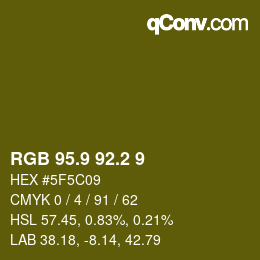 カラーコード: RGB 95.9 92.2 9 | qconv.com