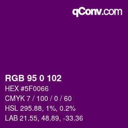 Color code: RGB 95 0 102 | qconv.com