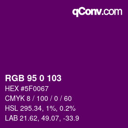 Color code: RGB 95 0 103 | qconv.com