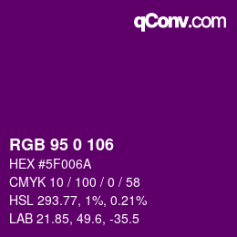 Color code: RGB 95 0 106 | qconv.com
