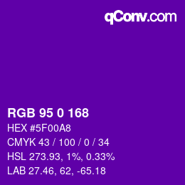 Color code: RGB 95 0 168 | qconv.com