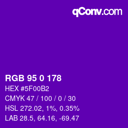 Color code: RGB 95 0 178 | qconv.com