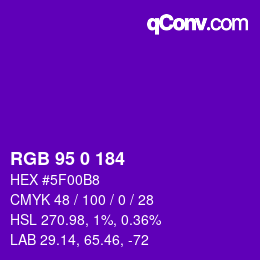 Color code: RGB 95 0 184 | qconv.com