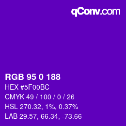 Color code: RGB 95 0 188 | qconv.com