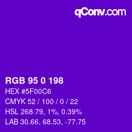 Color code: RGB 95 0 198 | qconv.com