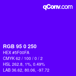 Color code: RGB 95 0 250 | qconv.com