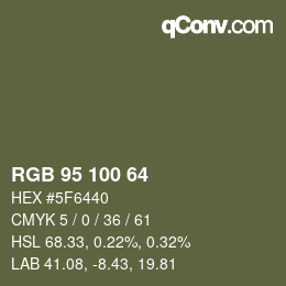 Farbcode: RGB 95 100 64 | qconv.com