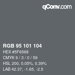 Color code: RGB 95 101 104 | qconv.com