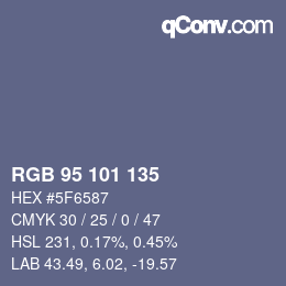 Código de color: RGB 95 101 135 | qconv.com