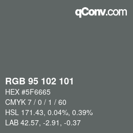 Color code: RGB 95 102 101 | qconv.com