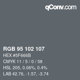 Color code: RGB 95 102 107 | qconv.com