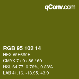 Color code: RGB 95 102 14 | qconv.com