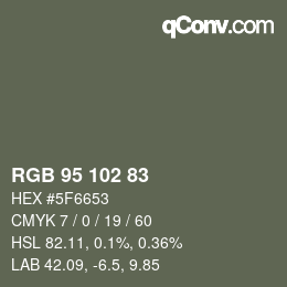 Color code: RGB 95 102 83 | qconv.com