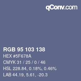 Color code: RGB 95 103 138 | qconv.com