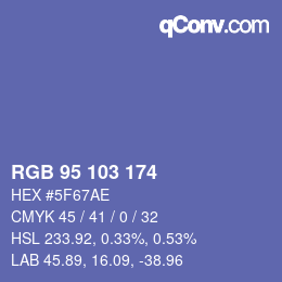 Color code: RGB 95 103 174 | qconv.com