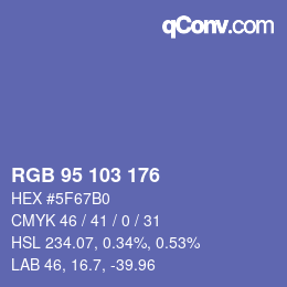 Color code: RGB 95 103 176 | qconv.com