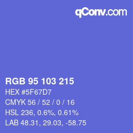 カラーコード: RGB 95 103 215 | qconv.com