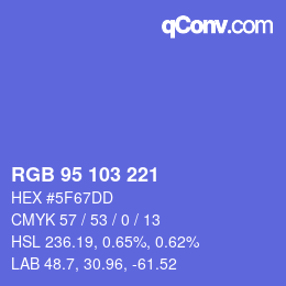 Color code: RGB 95 103 221 | qconv.com