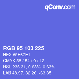 Color code: RGB 95 103 225 | qconv.com