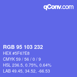 Color code: RGB 95 103 232 | qconv.com