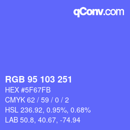 Farbcode: RGB 95 103 251 | qconv.com