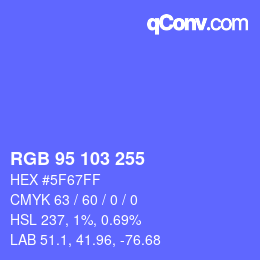 Color code: RGB 95 103 255 | qconv.com