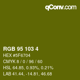 Color code: RGB 95 103 4 | qconv.com