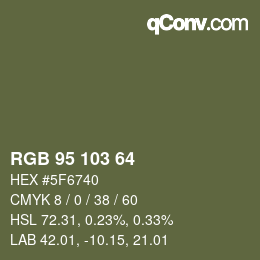 Color code: RGB 95 103 64 | qconv.com