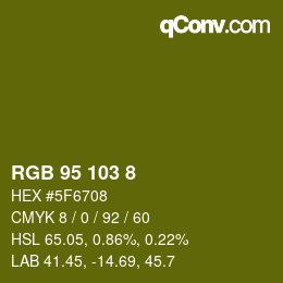 Color code: RGB 95 103 8 | qconv.com