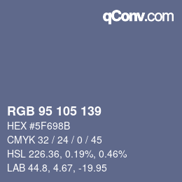 Color code: RGB 95 105 139 | qconv.com
