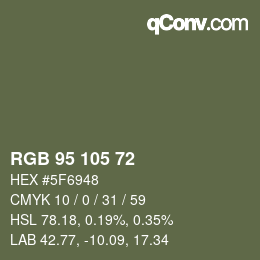 Color code: RGB 95 105 72 | qconv.com