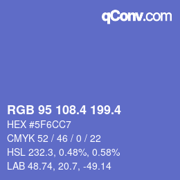 カラーコード: RGB 95 108.4 199.4 | qconv.com
