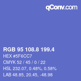 カラーコード: RGB 95 108.8 199.4 | qconv.com