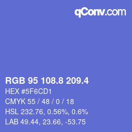 カラーコード: RGB 95 108.8 209.4 | qconv.com