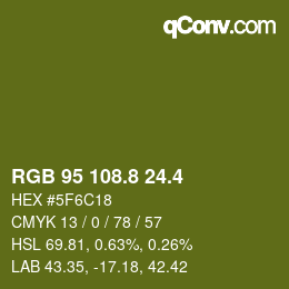 カラーコード: RGB 95 108.8 24.4 | qconv.com