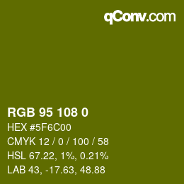 Color code: RGB 95 108 0 | qconv.com