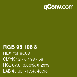 Color code: RGB 95 108 8 | qconv.com
