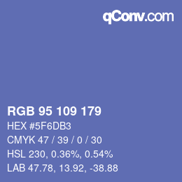 Color code: RGB 95 109 179 | qconv.com