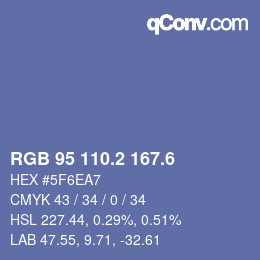 カラーコード: RGB 95 110.2 167.6 | qconv.com