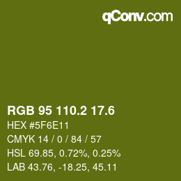 カラーコード: RGB 95 110.2 17.6 | qconv.com