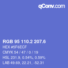 カラーコード: RGB 95 110.2 207.6 | qconv.com