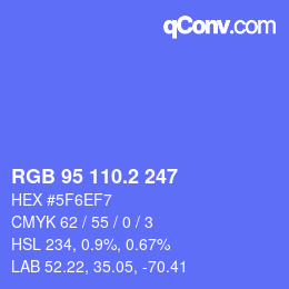 カラーコード: RGB 95 110.2 247 | qconv.com